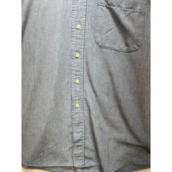 Forsyth Of Canada Mens Chambray Button-Down Shirt Large Blue Short Sleeve Casual - Picture 6 of 11